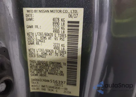 2017 Nissan Titan Xd Sv Diesel from USA, damaged, VIN 1N6BA1C46HN556397